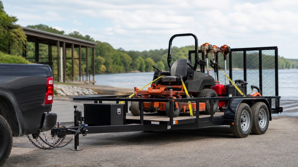 landscape utility trailers shopping setup for trailer wiring and braking with practical vehicle-focused details