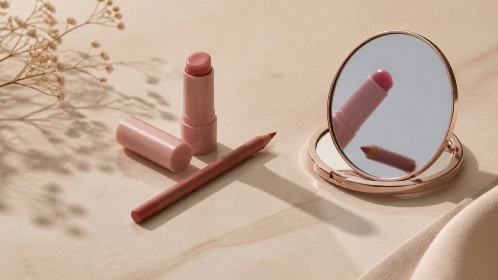 Unbranded editorial arrangement illustrating How to Choose Lip Makeup for Beginner Routines
