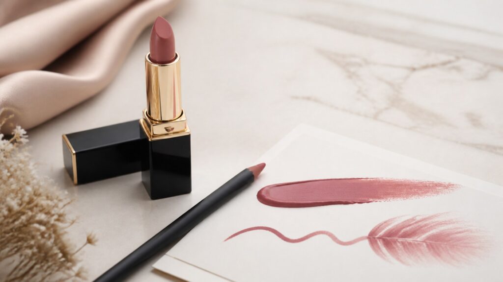 Unbranded editorial arrangement illustrating How to Choose Lip Makeup for Mature Skin