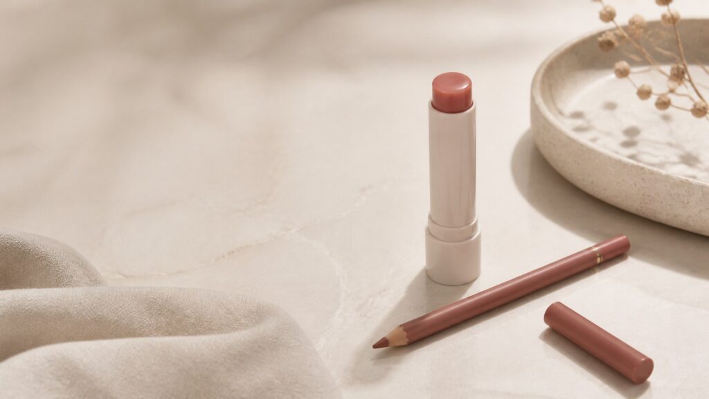 Unbranded editorial arrangement illustrating How to Choose Lip Makeup for Minimal Makeup
