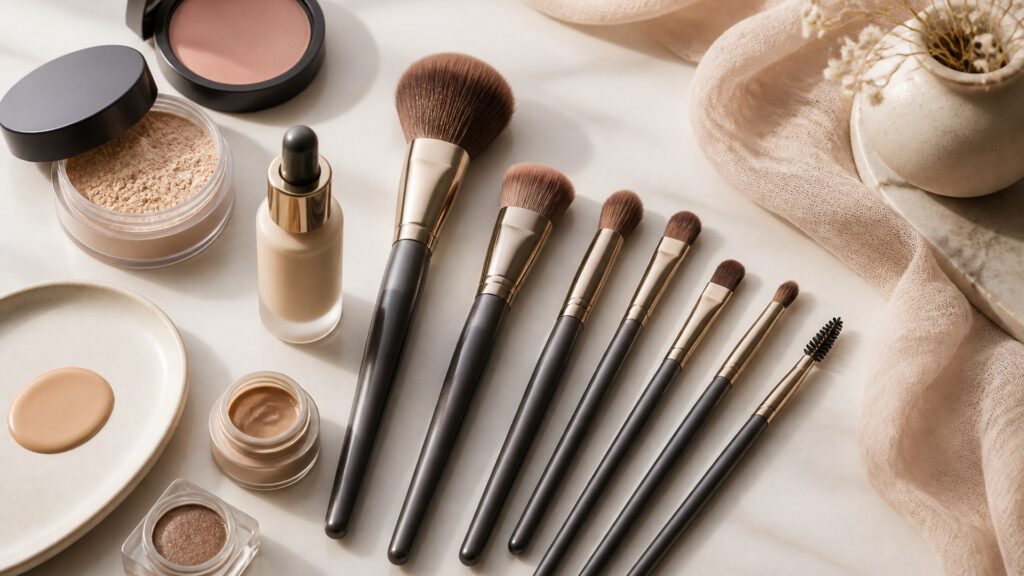 Unbranded editorial arrangement for How to Choose Makeup Brushes for Makeup Application