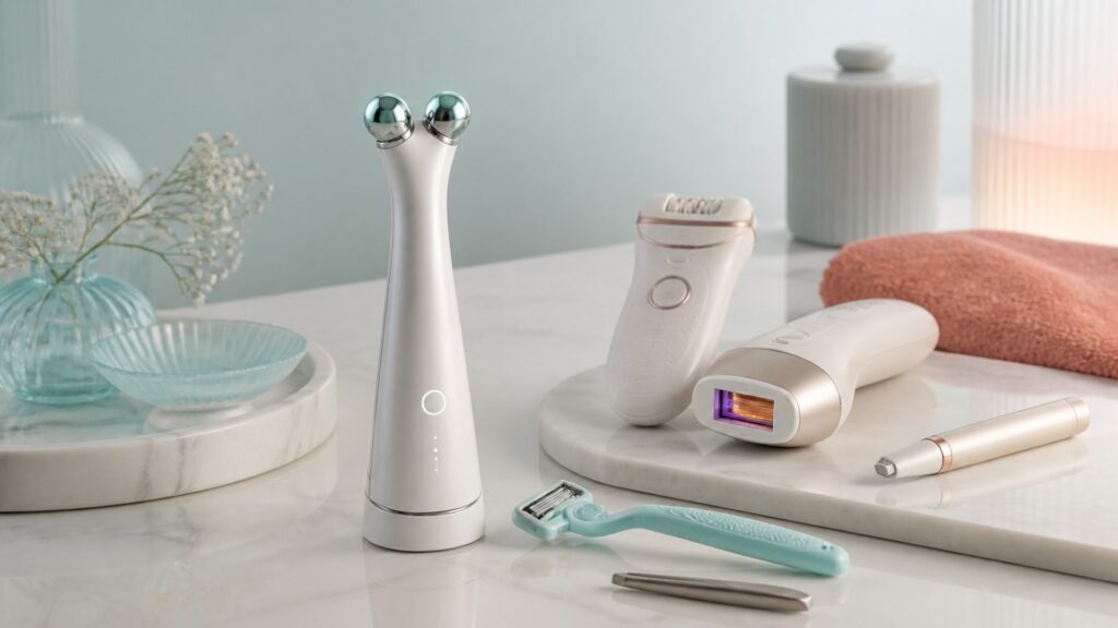 Unbranded editorial arrangement for microcurrent devices for hair-removal goals
