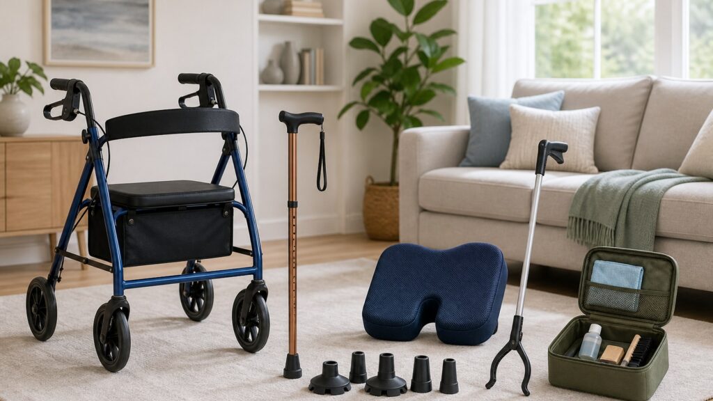 Unbranded mobility & support products arranged for a careful buying comparison