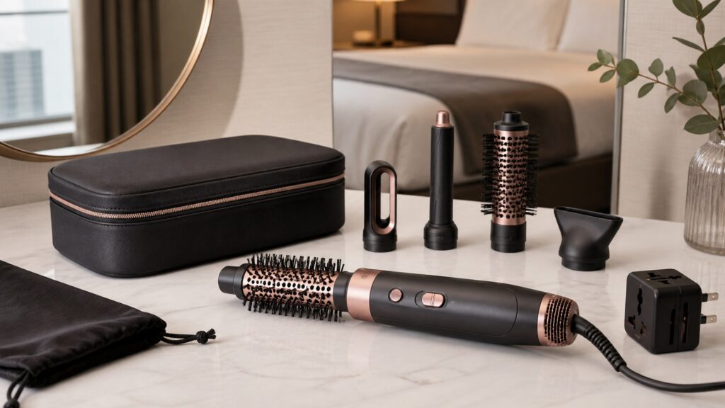 Unbranded editorial arrangement illustrating How to Choose Multi-Stylers for Travel Styling