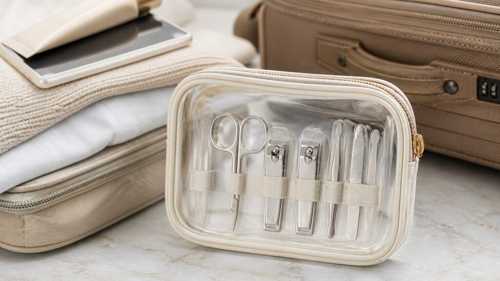 Unbranded editorial arrangement illustrating How to Choose Nail Tools for Travel Bags