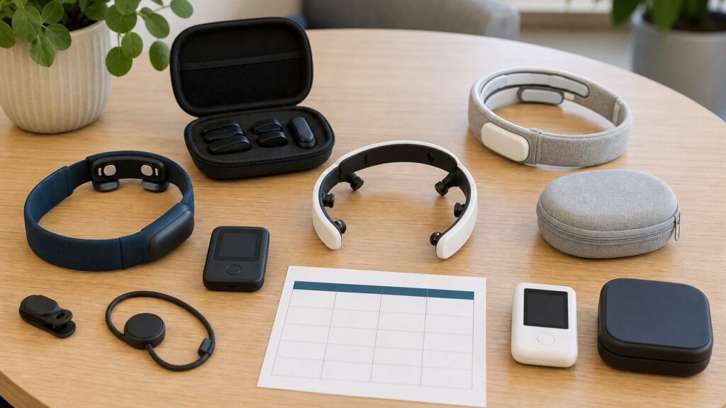 Unbranded neurofeedback & brain stimulation products arranged for a careful buying comparison