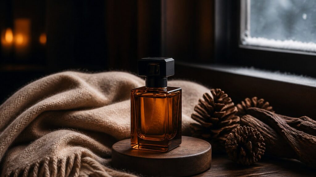 Unbranded editorial arrangement illustrating How to Choose Perfume for Cold Weather