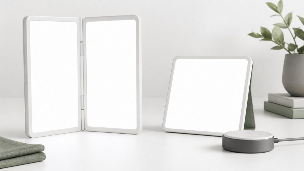 Unbranded portable light therapy devices products arranged for a careful buying comparison