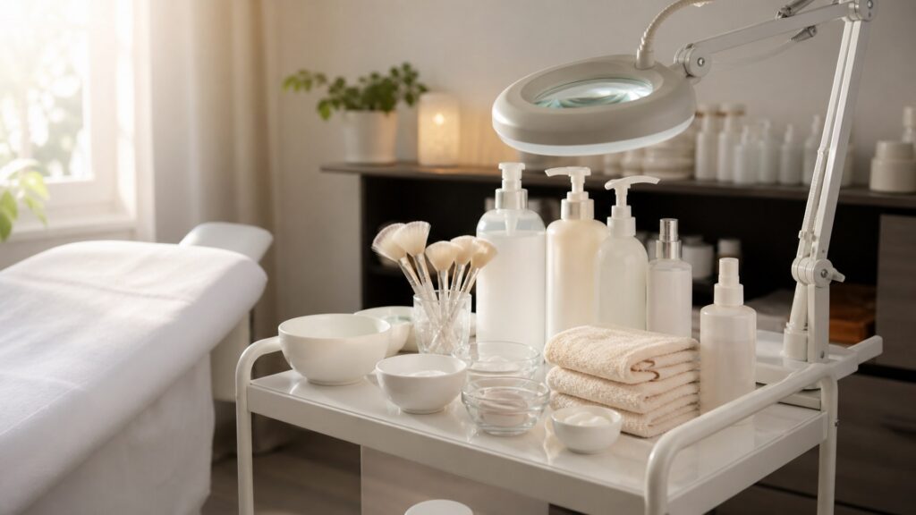Unbranded editorial arrangement illustrating estheticians
