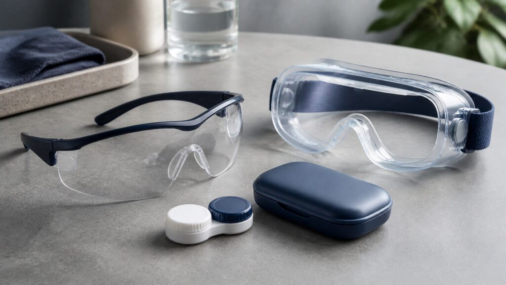 Unbranded protective eyewear products arranged for a careful buying comparison