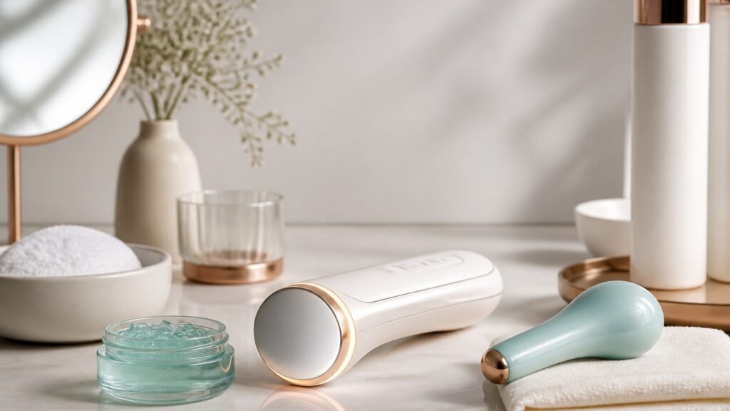 Unbranded editorial arrangement for radio frequency devices for sensitive-skin use