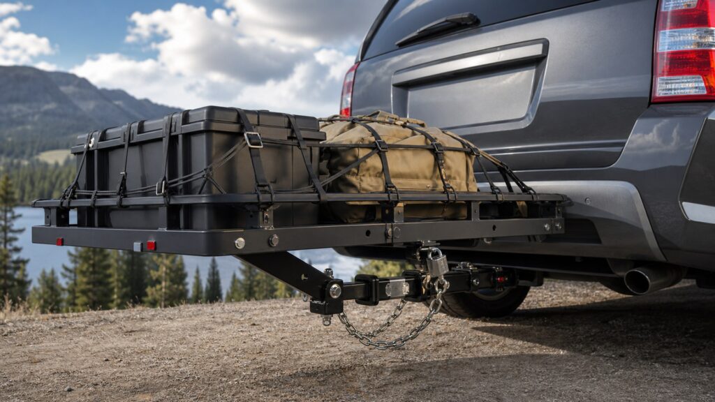 receiver hitches shopping setup for cargo security and storage with practical vehicle-focused details