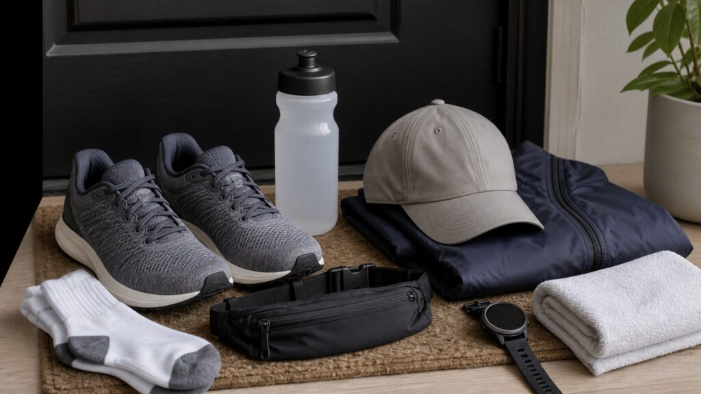 running gear for daily training arranged in a practical buyer guide scene