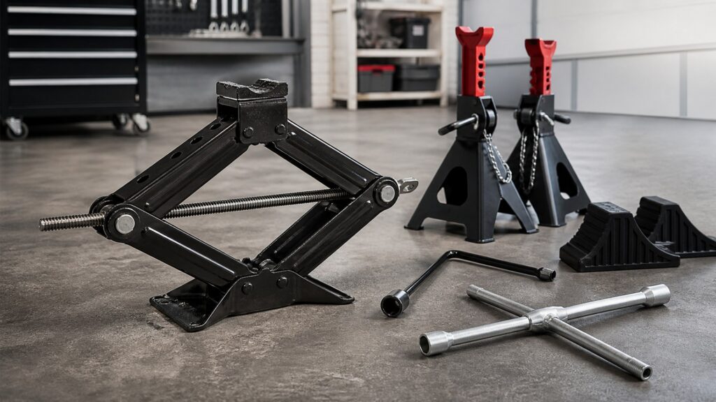 scissor jacks shopping setup for vehicle lifting equipment tool selection with practical vehicle-focused details