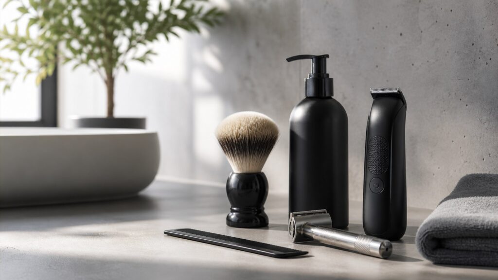 Unbranded editorial arrangement illustrating men