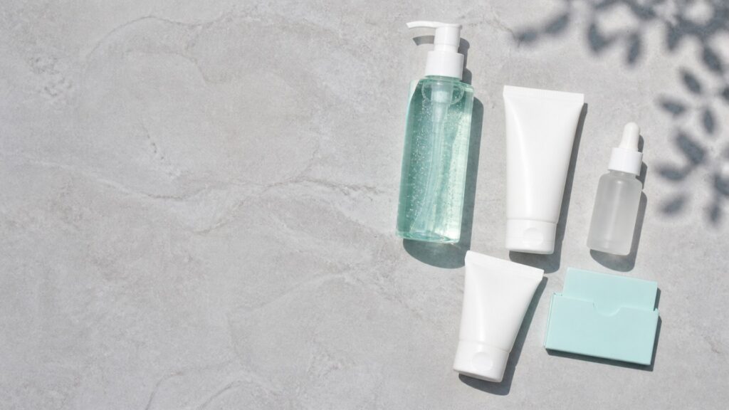 Unbranded editorial arrangement for skincare for oily skin