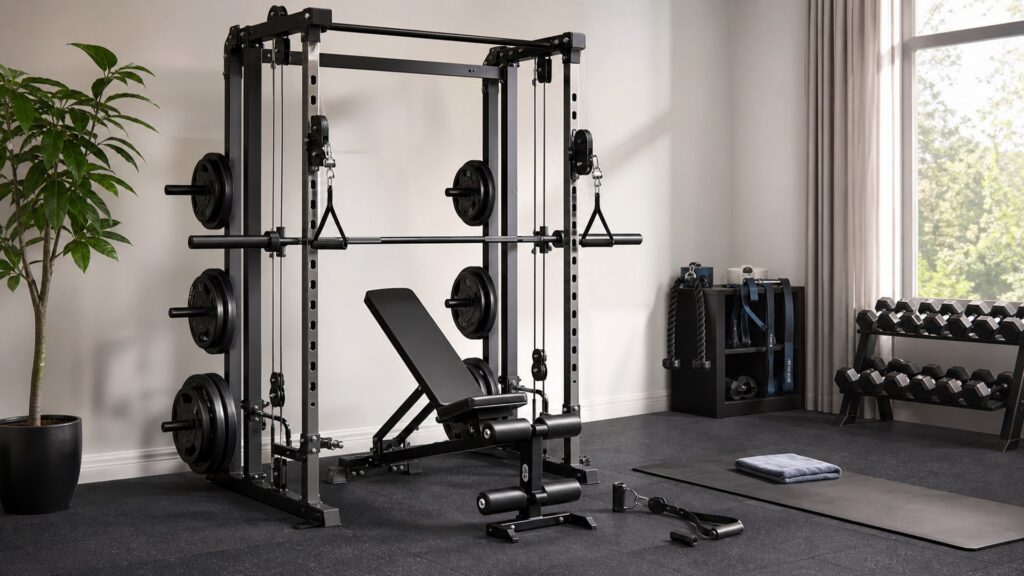 smith machines for full-body training arranged in a practical buyer guide scene