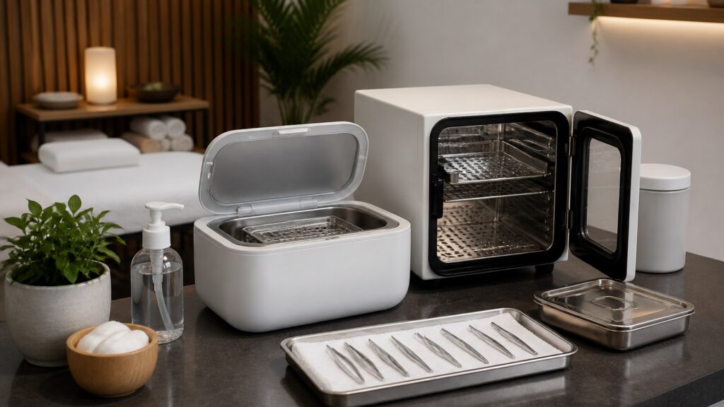 Unbranded editorial arrangement illustrating How to Choose Spa Equipment for Tool Sanitation