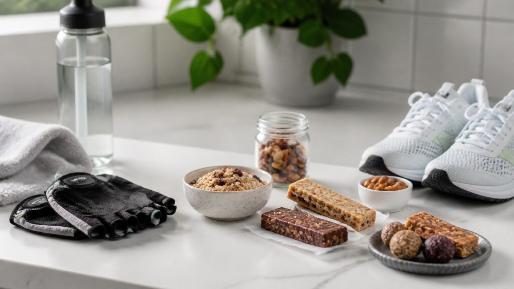 Unbranded sports nutrition foods products arranged for a careful buying comparison