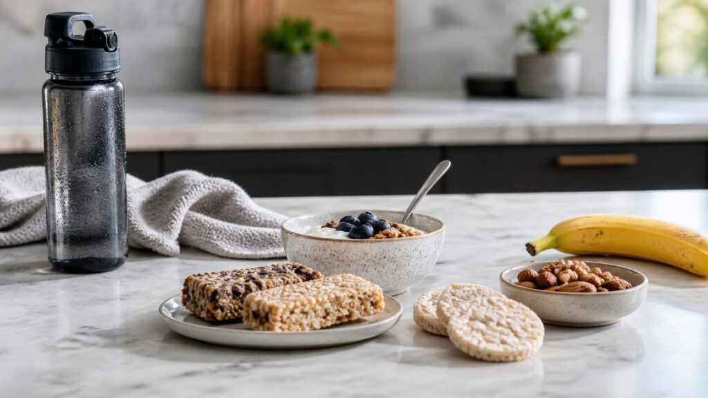 Unbranded sports nutrition foods products arranged for a careful buying comparison