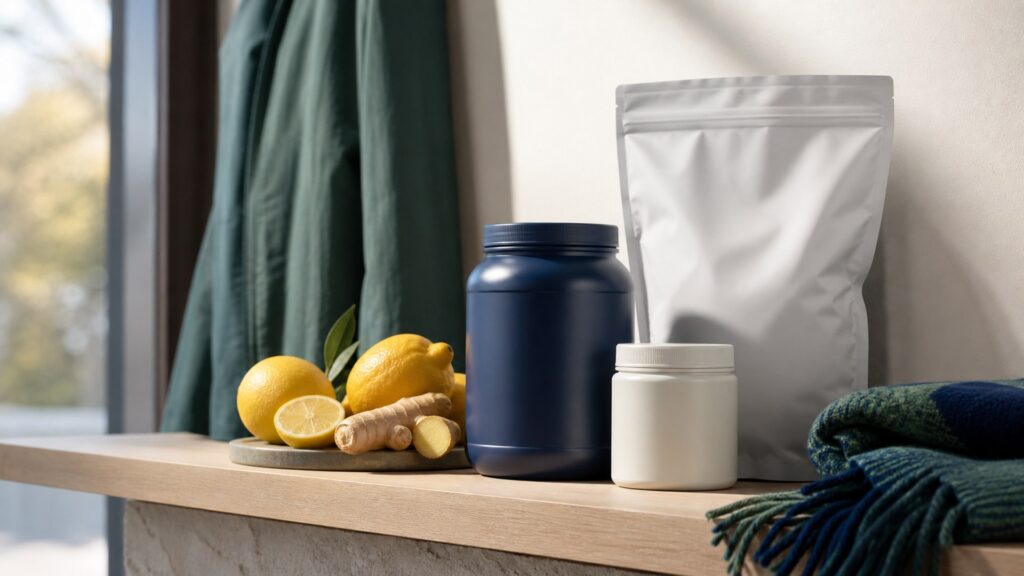 Unbranded sports nutrition supplements products arranged for a careful buying comparison