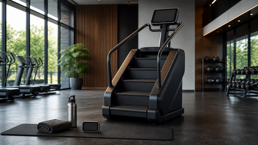 stair machines for interval sessions arranged in a practical buyer guide scene
