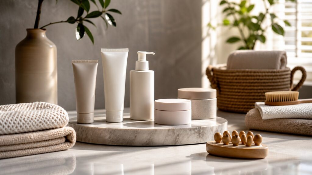 Unbranded stretch mark creams arranged for a body treatments routine building buying guide