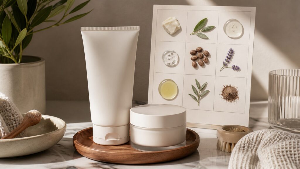 Unbranded stretch mark creams arranged for a ingredient label reviews buying guide