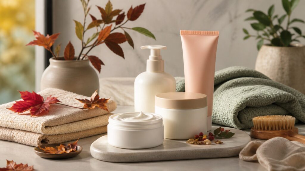 Unbranded stretch mark creams arranged for a seasonal body care buying guide