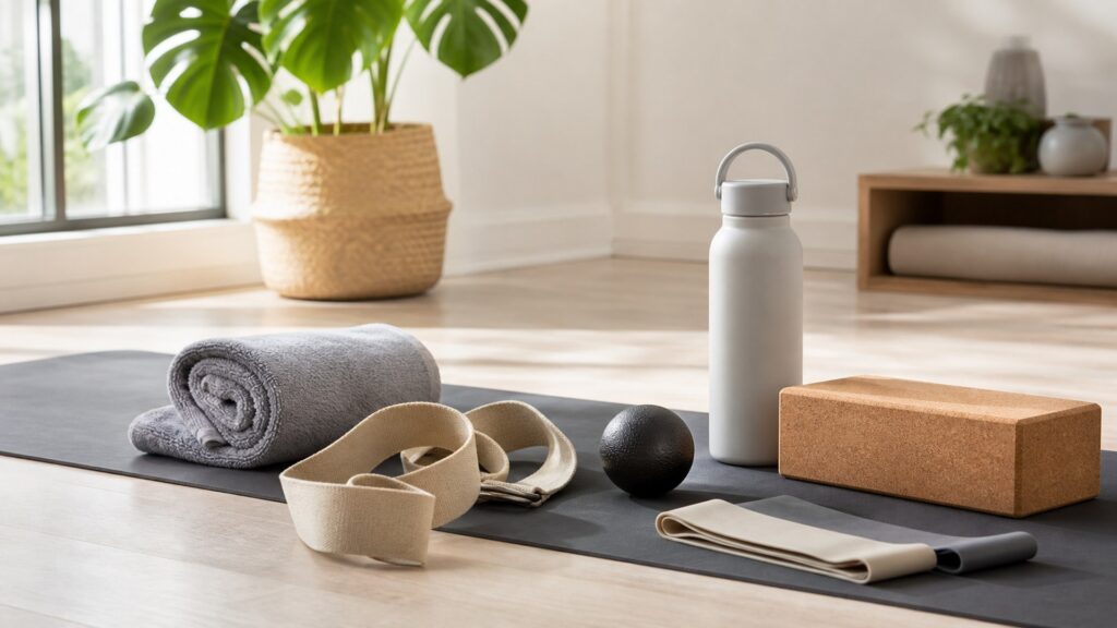 stretching tools for rest days arranged in a practical buyer guide scene