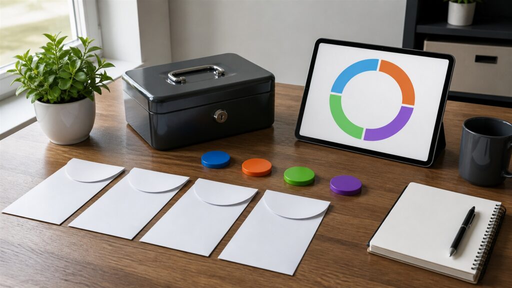 tax professionals reviewing unbranded document packets and filing workflow on blank screens for a cash flow tracking buying decision