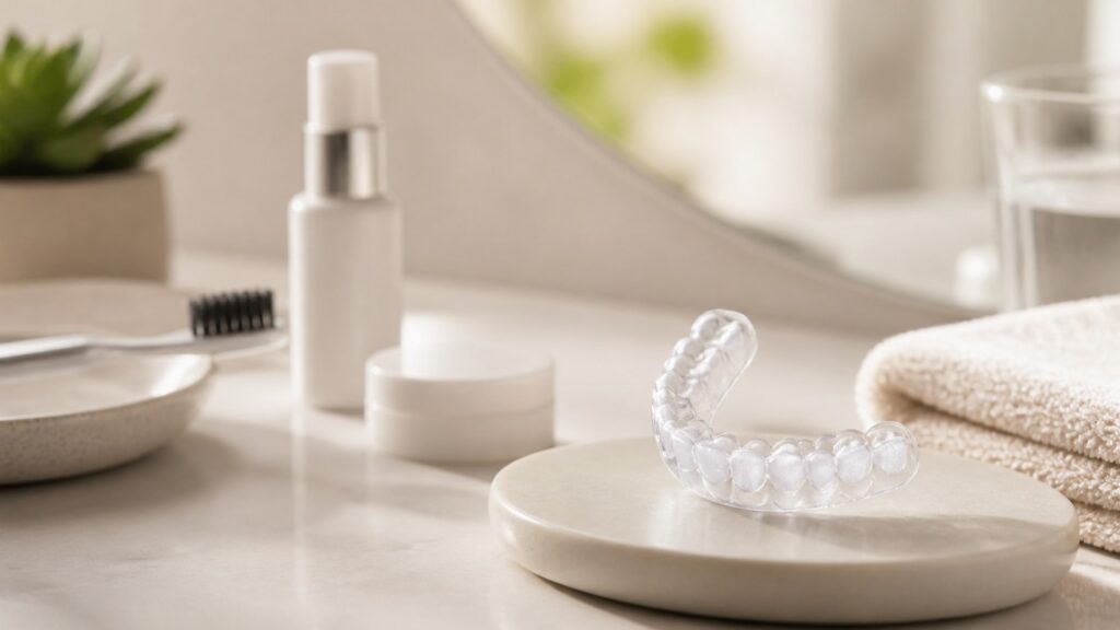Unbranded editorial arrangement illustrating How to Choose Teeth Whitening for Gum Care