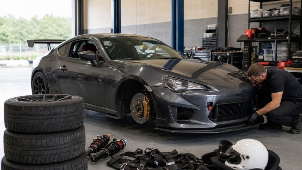 track cars shopping setup for insurance and maintenance costs with practical vehicle-focused details