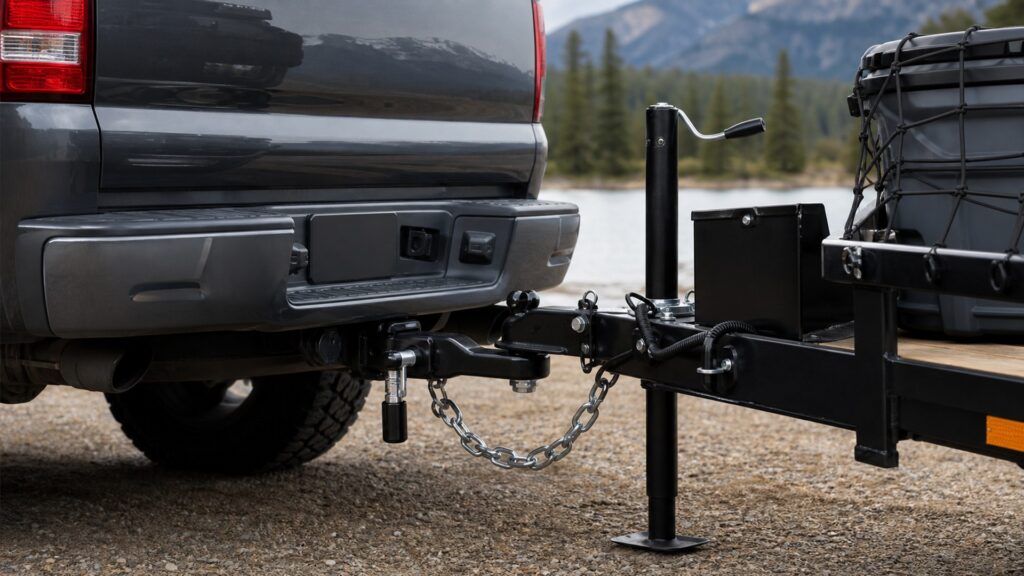 trailer hitch locks shopping setup for trailer accessories load planning with practical vehicle-focused details