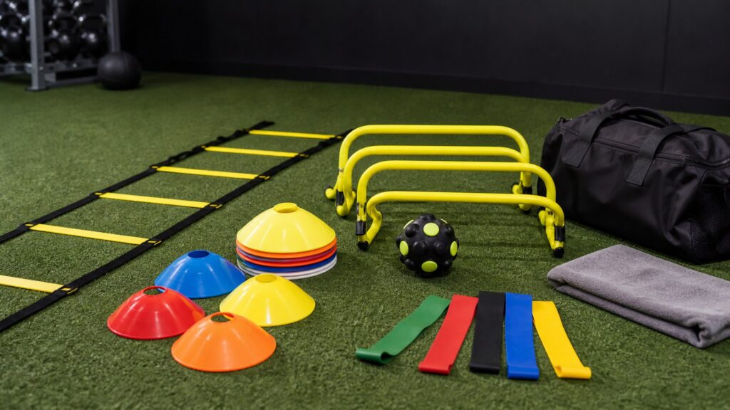 training equipment for agility training arranged in a practical buyer guide scene