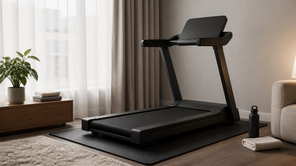 treadmills for quiet operation arranged in a practical buyer guide scene