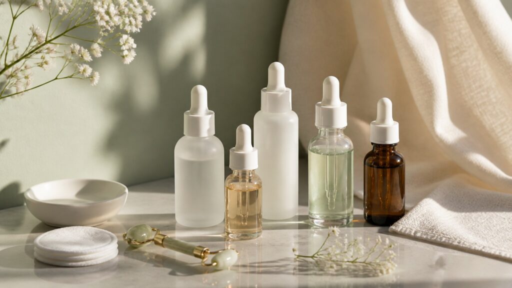 Unbranded treatment serums arranged for a sensitive skin buying guide