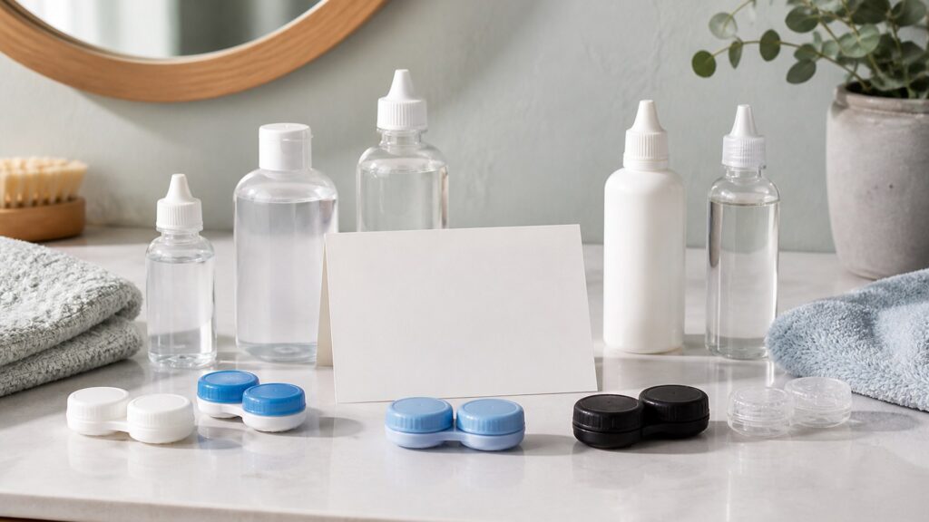 Unbranded vision care products arranged for a careful buying comparison