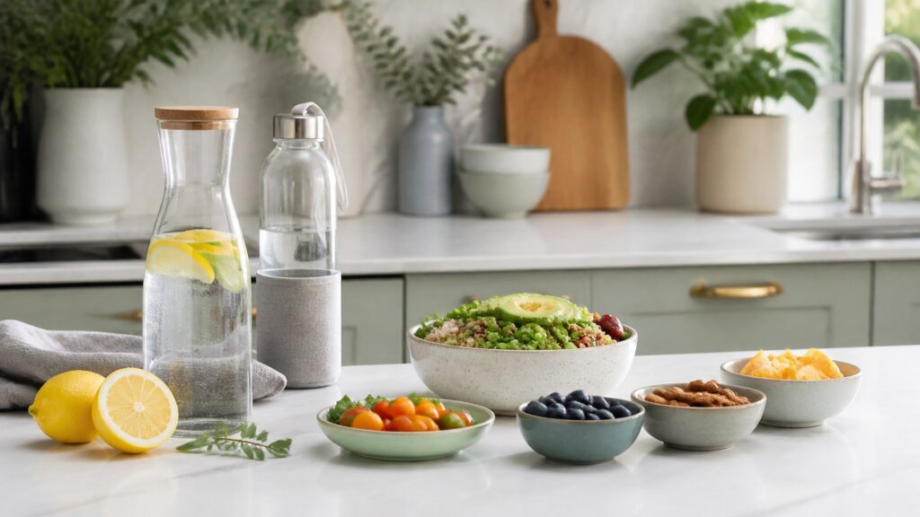 Unbranded weight management nutrition products arranged for a careful buying comparison