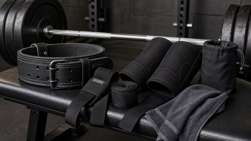 weightlifting accessories for heavy lifting arranged in a practical buyer guide scene