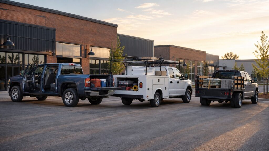 work trucks shopping setup for family and cargo needs with practical vehicle-focused details