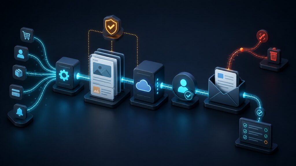 Editorial business scene illustrating transactional email platforms work