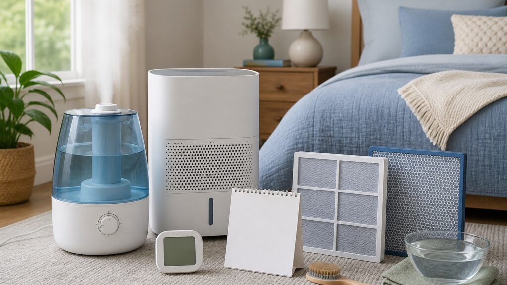 Unbranded humidity & allergen control products arranged for a careful buying comparison