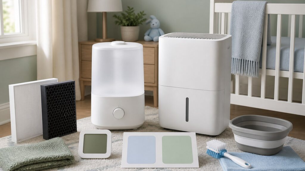 Unbranded humidity & allergen control products arranged for a careful buying comparison