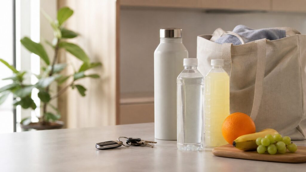 Unbranded hydration & functional drinks products arranged for a careful buying comparison