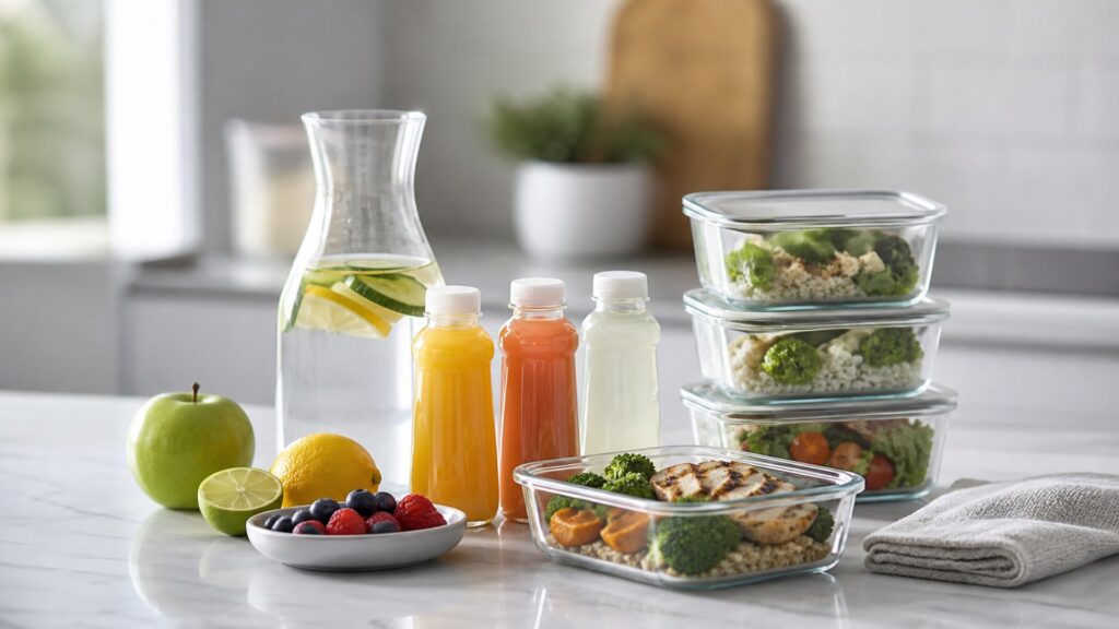 Unbranded hydration & functional drinks products arranged for a careful buying comparison
