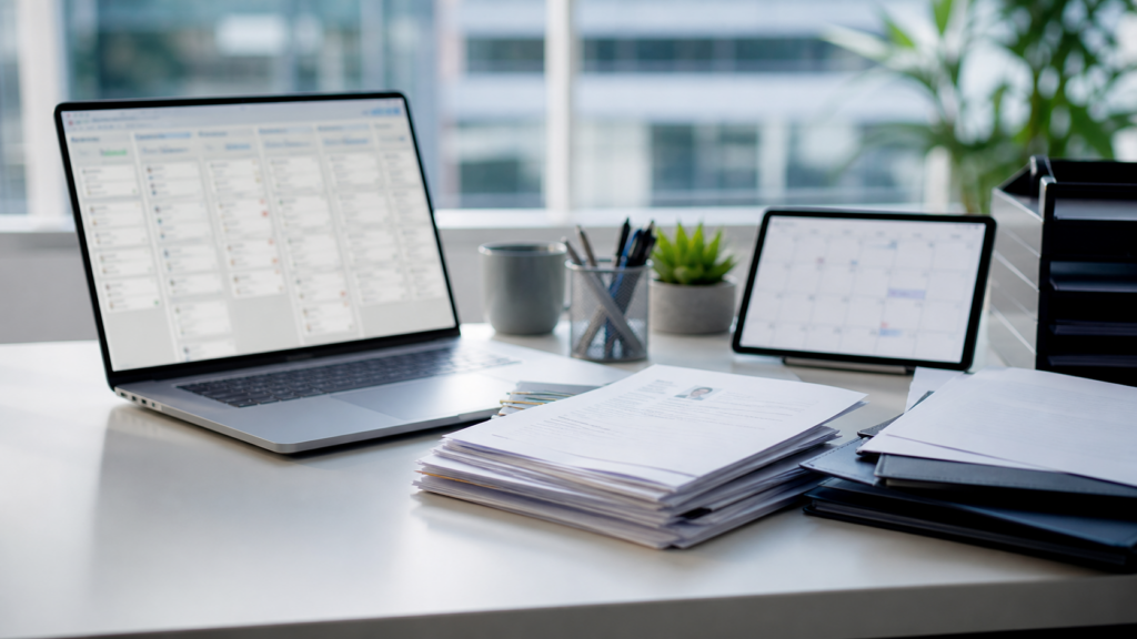 Ultra photorealistic time tracking software hero image for iCIMS Talent Cloud Review for Recruitment Automation Software