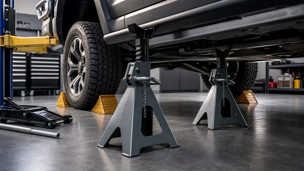 jack stands shopping setup for lift and safety requirements with practical vehicle-focused details