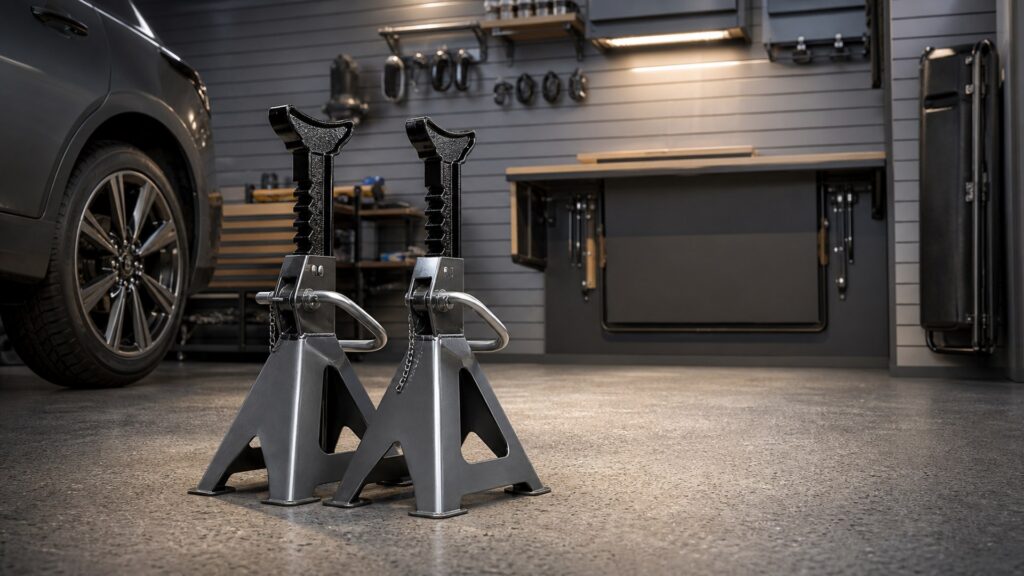 jack stands shopping setup for space-saving garage setups with practical vehicle-focused details