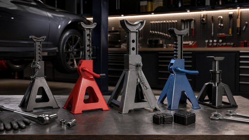 jack stands shopping setup for overall selection with practical vehicle-focused details